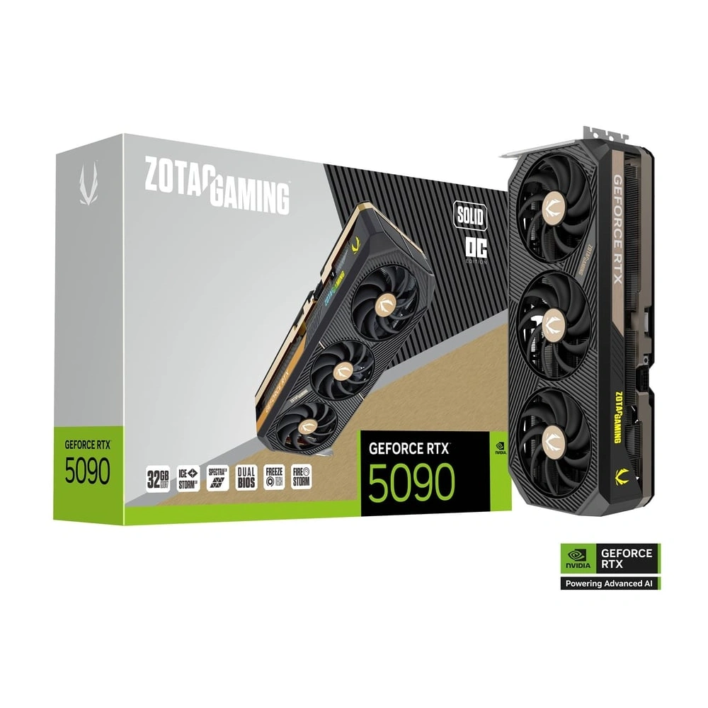 ZOTAC Nvidia Graphic Card RTX 5090 32GB DDR7 Gaming Solid OC Triple Fan view 6